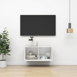 vidaXL Stenska TV omarica visok sijaj bela 37x37x72 cm iverna plošča