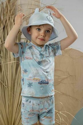 Otroški bombažni klobuk Jamiks VISERYS - modra. Otroški klobuk iz kolekcije Jamiks. Model z ozkim robom