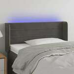 Greatstore LED posteljno vzglavje temno sivo 93x16x78/88 cm žamet