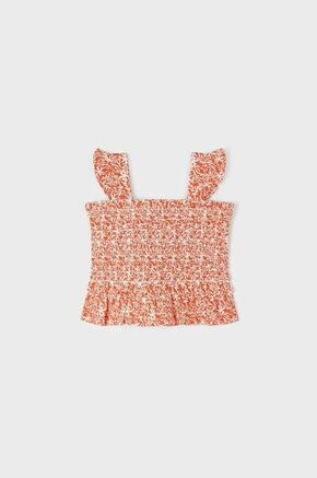 Otroška bombažna bluza Mayoral oranžna barva - oranžna. Otroška bluza iz kolekcije Mayoral. Model izdelan iz tkanine. Ima kvadratni izrez.