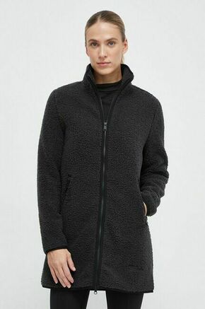 Športni pulover Jack Wolfskin High Curl črna barva - črna. Športni pulover s kapuco iz kolekcije Jack Wolfskin. Model z zapenjanjem na zadrgo