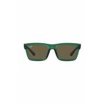 Sončna očala Ray-Ban zelena barva - zelena. Sončna očala iz kolekcije Ray-Ban. Model z enobarvnimi stekli in okvirji iz plastike. Ima filter UV 400.
