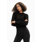 Pulover Desigual ženski, črna barva - črna. Pulover iz kolekcije Desigual. Model z okroglim izrezom, izdelan iz tanke pletenine.