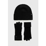 Kapa in volnene rokavice Lauren Ralph Lauren črna barva - črna. Kapa in rokavice iz kolekcije Lauren Ralph Lauren. Model izdelan iz volnene pletenine.