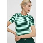 Kratka majica Pepe Jeans ženski, zelena barva - zelena. Oprijeta kratka majica iz kolekcije Pepe Jeans, izdelana iz vzorčaste pletenine. Model iz raztegljivega materiala, ki se prilega obliki.