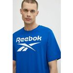 Bombažna kratka majica Reebok Identity moška, 100071174 - modra. Kratka majica iz kolekcije Reebok, izdelana iz elastične pletenine. Model iz zračne bombažne tkanine.