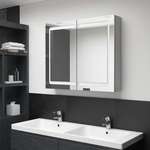 shumee LED kopalniška omarica z ogledalom betonsko siva 80x12x68 cm
