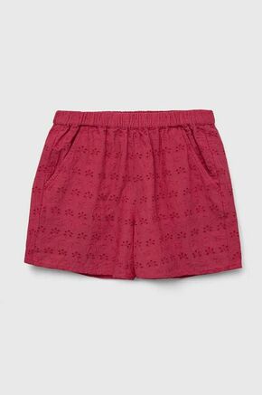 Otroške bombažne kratke hlače Sisley roza barva - roza. Otroški kratke hlače iz kolekcije Sisley. Model izdelan iz gladke tkanine. Model iz izjemno udobne bombažne tkanine.