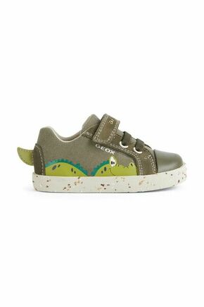 Geox otroški čevlji - zelena. Otroški čevlji iz kolekcije Geox. Model izdelan iz kombinacije naravnega usnja in tekstilnega materiala.