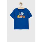 Otroška kratka majica GAP x Paw Patrol mornarsko modra barva - mornarsko modra. Otroška lahkotna kratka majica iz kolekcije GAP, izdelana iz izjemno udobne pletenine. Model iz mehke in na otip prijetne tkanine.