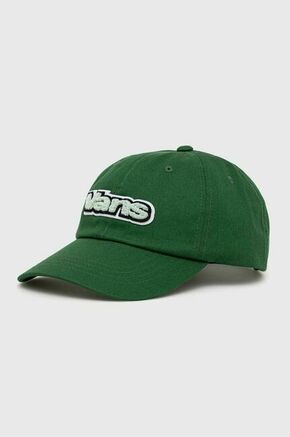 Bombažna bejzbolska kapa Vans zelena barva - zelena. Kapa s šiltom vrste baseball iz kolekcije Vans. Model izdelan iz materiala z nalepko.