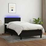 Vidaxl Box spring postelja z vzmetnico LED črna 80x200 cm blago