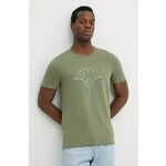 Bombažna kratka majica Joop! moški, zelena barva - zelena. Kratka majica iz kolekcije Joop!, izdelana iz tanke, elastične pletenine. Model iz izjemno udobne bombažne tkanine, ki je zračna.