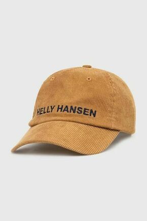 Baseball kapa iz rebrastega žameta Helly Hansen Graphic Cap zelena barva - rjava. Kapa s šiltom vrste baseball iz kolekcije Helly Hansen. Model izdelan iz tkanine z nalepko.