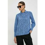 Svilena bluza Marella - modra. Bluza iz kolekcije Marella, izdelana iz zračne svilene tkanine.