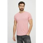 Tommy Jeans roza barva - roza. Kratka majica iz kolekcije Tommy Jeans. Model izdelan iz tanke, elastične pletenine.