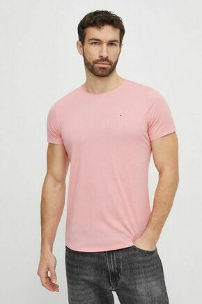 Tommy Jeans roza barva - roza. Kratka majica iz kolekcije Tommy Jeans. Model izdelan iz tanke