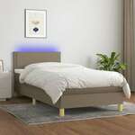 shumee Box spring postelja z vzmetnico LED taupe 90x190 cm blago