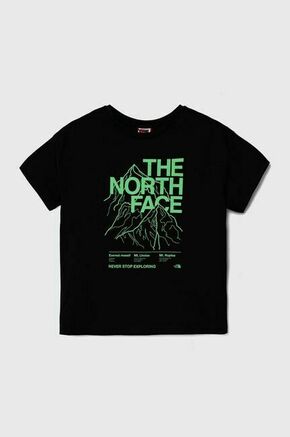 Otroška bombažna kratka majica The North Face B MOUNTAIN LINE S/S TEE črna barva - črna. Otroška kratka majica iz kolekcije The North Face