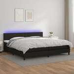 Vidaxl Box spring postelja z vzmetnico LED črna 200x200cm umetno usnje