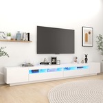 TV omarica z LED lučkami bela 300x35x40 cm