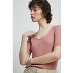 Kratka majica Medicine ženski, roza barva - roza. Kratka majica iz kolekcije Medicine. Model izdelan iz rebraste pletenine.