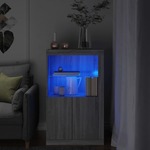 vidaXL Stranska omarica z LED lučkami siva sonoma inženirski les
