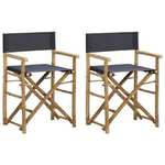 shumee Zložljiv režiserski stol 2 kosa temno siv bambus in blago