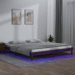 vidaXL LED posteljni okvir medeno rjav 140x200 cm trden les