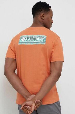 Bombažna kratka majica Columbia oranžna barva - oranžna. Kratka majica iz kolekcije Columbia. Model izdelan iz tanke