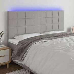 Vidaxl LED posteljno vzglavje svetlo sivo 160x5x118/128 cm blago