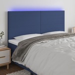 vidaXL LED posteljno vzglavje modro 200x5x118/128 cm blago
