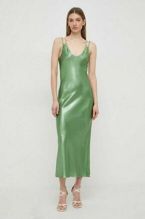 Obleka BOSS zelena barva - zelena. Obleka iz kolekcije BOSS. Model izdelan iz enobarvne tkanine. Poliester zagotavlja večjo odpornost na gubanje.