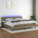 shumee Box spring postelja z vzmetnico LED taupe 200x200 cm blago