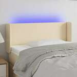 Greatstore LED posteljno vzglavje krem 93x16x78/88 cm blago