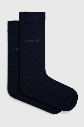 Nogavice Levi's 2-pack mornarsko modra barva - mornarsko modra. Visoke nogavice iz kolekcije Levi's. Model izdelan iz elastičnega materiala. V kompletu sta dva para.