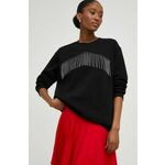 Bombažen pulover Answear Lab ženska, črna barva - črna. Pulover iz kolekcije Answear Lab, izdelan iz pletenine z nalepko. Model iz izjemno udobne bombažne tkanine.