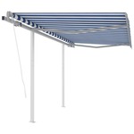 shumee Avtomatsko zložljiva tenda s stebrički 3,5x2,5 m modra in bela