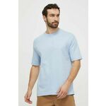 Bombažna kratka majica Marc O'Polo moški - modra. Kratka majica iz kolekcije Marc O'Polo, izdelana iz elastične pletenine. Model iz izjemno udobne bombažne tkanine.