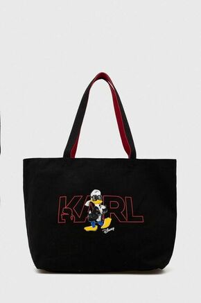 Dvostranska torba Karl Lagerfeld x Disney črna barva - črna. Velika torbica iz kolekcije Karl Lagerfeld. Model brez zapenjanja