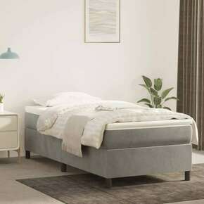 VidaXL Box spring postelja z vzmetnico svetlo siv 90x190 cm žamet