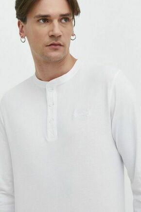Bombažna majica z dolgimi rokavi Superdry bela barva - bela. Majica z dolgimi rokavi iz kolekcije Superdry. Model izdelan iz visokokakovostnega materiala
