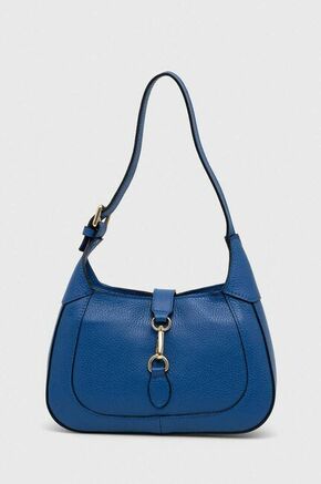 Usnjena torbica Answear Lab - modra. Majhna torbica iz kolekcije Answear Lab. Model na zapenjanje