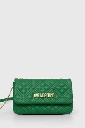 Torbica Love Moschino zelena barva - zelena. Majhna torbica iz kolekcije Love Moschino. Model na zapenjanje