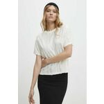 Kratka majica Answear Lab ženski, bela barva - bela. Kratka majica iz kolekcije Answear Lab, izdelana iz elastične pletenine. Model iz zračne bombažne tkanine.