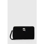 Denarnica Karl Lagerfeld črna barva - črna. Velika denarnica iz kolekcije Karl Lagerfeld. Model izdelan iz kombinacije tekstilnega materiala in ekološkega usnja.