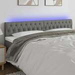 vidaXL LED posteljno vzglavje temno sivo 200x7x78/88 cm blago