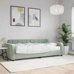Greatstore Dnevna postelja z vzmetnico svetlo siva 90x200 cm žamet