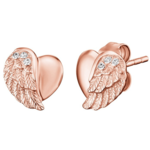 Engelsrufer Roza pozlačeni uhani Srce z angelovimi krili in cirkoni ERE-LILHW-STR srebro 925/1000