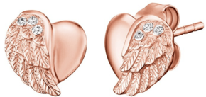 Engelsrufer Roza pozlačeni uhani Srce z angelovimi krili in cirkoni ERE-LILHW-STR srebro 925/1000